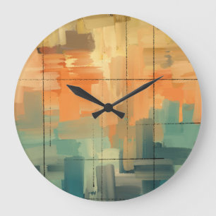 Grande Horloge Ronde Toile d'art moderne peinte à la main   Contempo