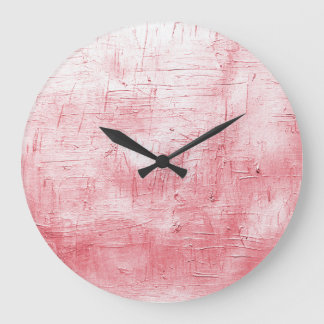 Grande Horloge Ronde Toile rouge métallique : Elégance de la brosse.