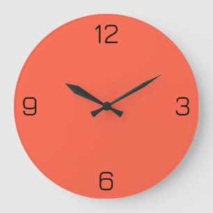 Grande Horloge Ronde Tomate Rouge FF6347 Couleur avec Ajouter votre nom