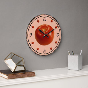 Grande Horloge Ronde Tomate rouge raffinée