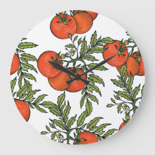 Grande Horloge Ronde Tomate Vintage : Illustration du marché agricole.