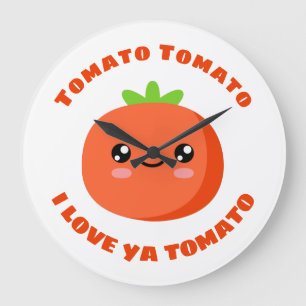 Grande Horloge Ronde Tomato Tomato Je t'aime Tomate