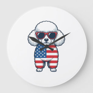 Grande Horloge Ronde Tonde patriotique aux lunettes de soleil Dessin ve
