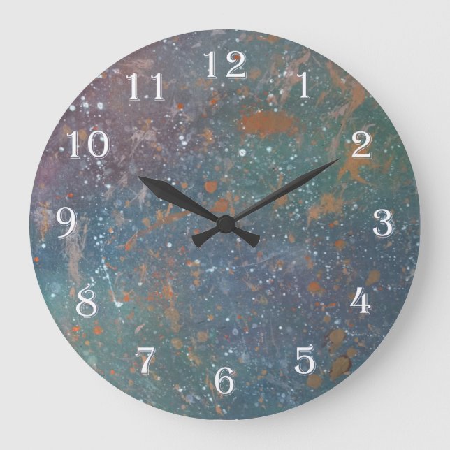 Grande Horloge Ronde Tons de bijoux coupés | Couleurs usagées blanc (Recto)