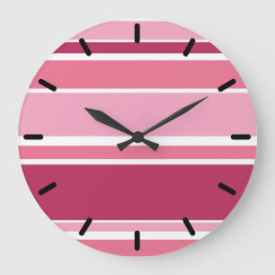 Grande Horloge Ronde Tons de rayures roses