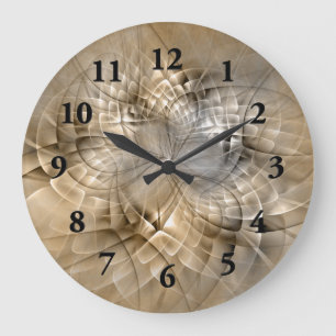Grande Horloge Ronde Tons Terre Abstrait Art fractal moderne Texture