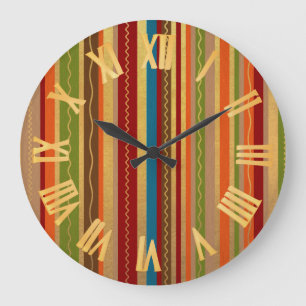 Grande Horloge Ronde Tons Terres rayures
