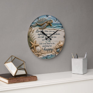 Grande Horloge Ronde Tortue de mer Sagesse Côtière