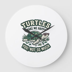 Grande Horloge Ronde Tortue Drôle Me Rend Heureux Vintage 