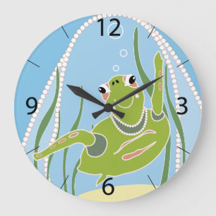 Grande Horloge Ronde Tortue tendance
