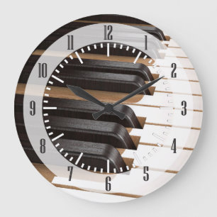 Grande Horloge Ronde Touches de piano en bois 2