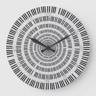 Grande Horloge Ronde Touches de piano noir et blanc