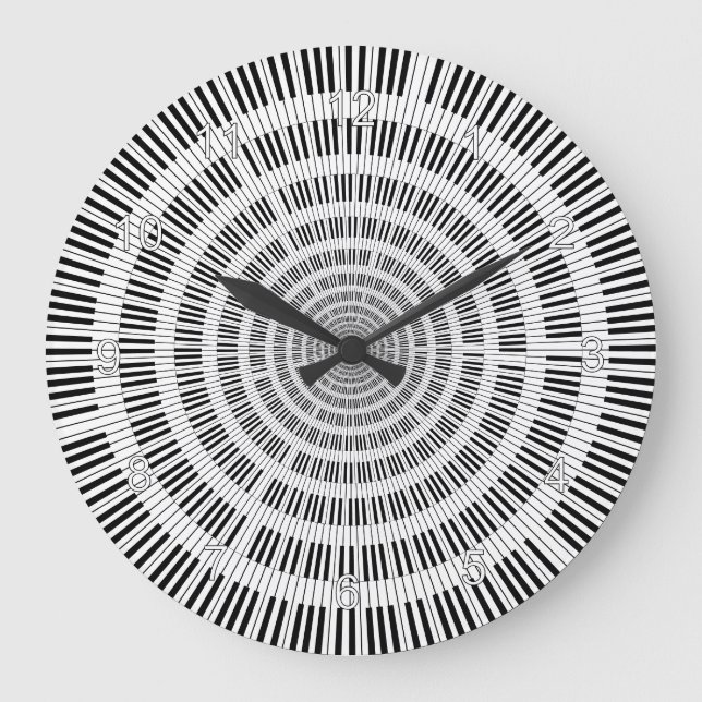 Grande Horloge Ronde Touches de piano noir et blanc (Recto)