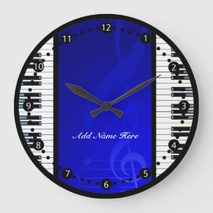 Grande Horloge Ronde Touches de piano personnalisées avec notes de musi