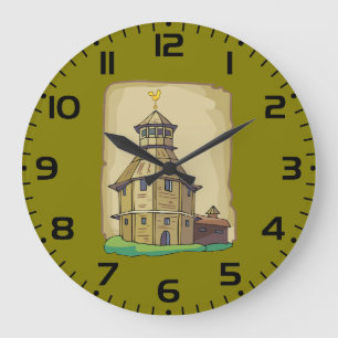 Grande Horloge Ronde Tour de guet en bois médiévale et forteresse