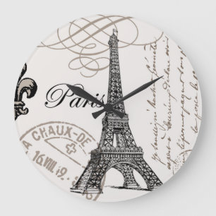 Grande Horloge Ronde Tour Eiffel vintage moderne