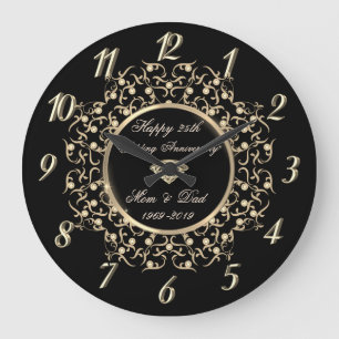 Grande Horloge Ronde Tourbillons Chic 50e Anniversaire de Mariage