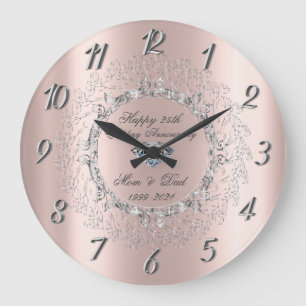 Grande Horloge Ronde Tourbillons d'argent Diamant 25e anniversaire de m