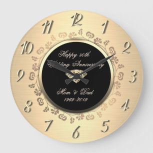 Grande Horloge Ronde Tourbillons de diamants dorés 50e anniversaire de
