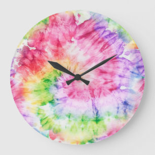 Grande Horloge Ronde Tourbillons d'été : Pastel Cravate-Motif