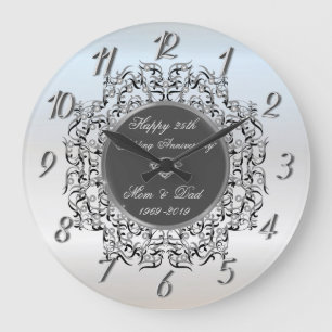 Grande Horloge Ronde Tourbillons Élégants Argent 50 Anniversaire de Mar