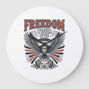 Grande Horloge Ronde Tournée Liberté 1776 Vintage Eagle T-shirt Patriot