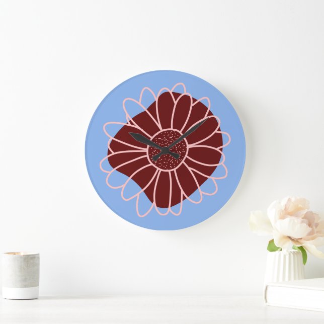 Grande Horloge Ronde Tournesol rustique contemporain (Maison)