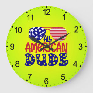 Grande Horloge Ronde Tous les américains Dude-32286