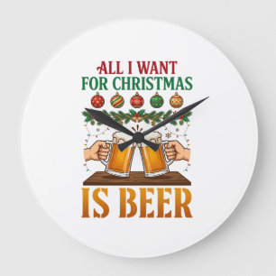 Grande Horloge Ronde Tout ce que Noël veut, c'est des mugs pour porter 