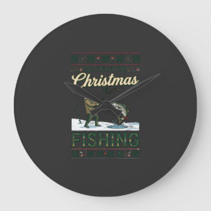 Grande Horloge Ronde Tout ce que Noël veut c'est pêcher pêcheur poisson