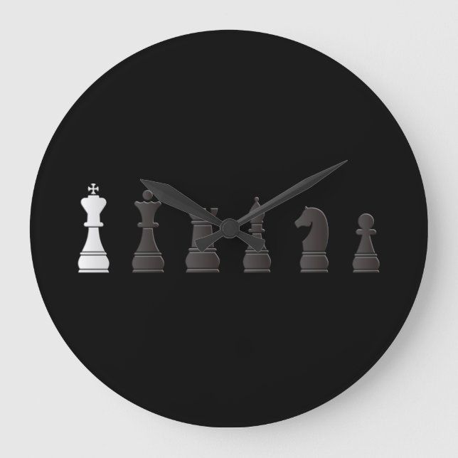 Grande Horloge Ronde Tout noir blanc, chess pieces (Recto)