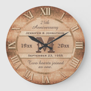 Grande Horloge Ronde Toute année anniversaire de mariagecuivre