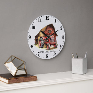 Grande Horloge Ronde Tracteur de ferme cool ajouter un message
