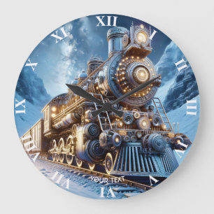 Grande Horloge Ronde Train à vapeur Imaginaire hiver