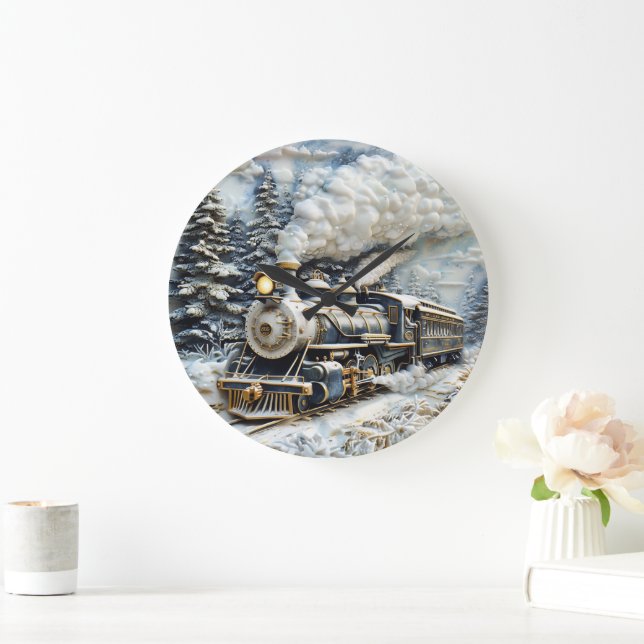 Grande Horloge Ronde Train à vapeur Winter Willland. (Maison)