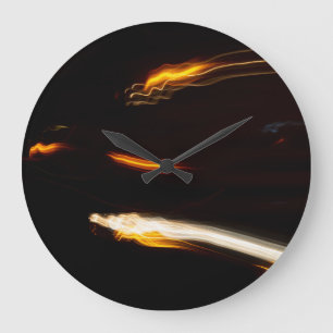 Grande Horloge Ronde Traînées de lumière de mouvement abstrait Longue e