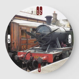 GRANDE HORLOGE RONDE TRAINS À VAPEUR