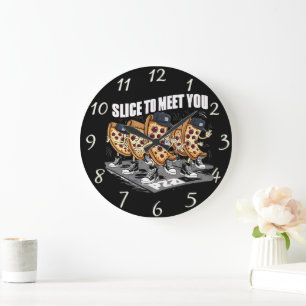 Grande Horloge Ronde Trancher Pour Vous Rencontrer Pizza Drôle