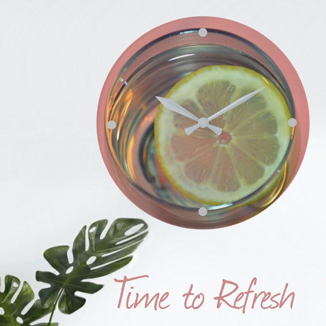 Grande Horloge Ronde Tranches de citron dans l'eau Temps de rafraîchiss (Créateur téléchargé)