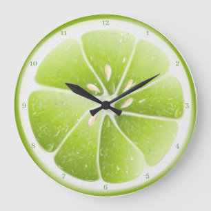 Grande Horloge Ronde Tranches de fruits à la chaux verte