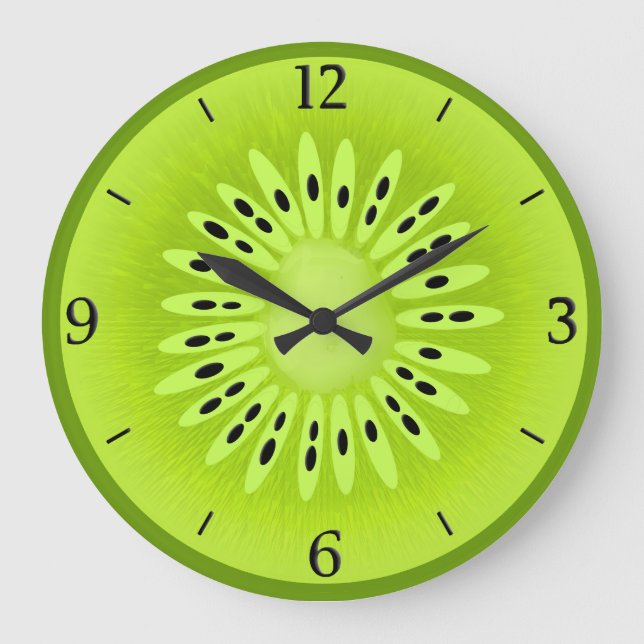Grande Horloge Ronde Tranches de fruits stylisées de Kiwi (Recto)