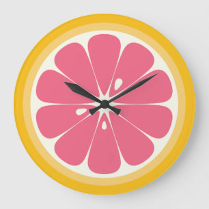 Grande Horloge Ronde Tranches de pamplemousse rose