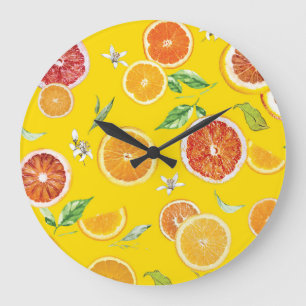 Grande Horloge Ronde Tranches orange #motif #tendance #style