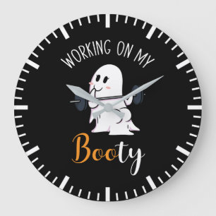 Grande Horloge Ronde Travailler Mon Booty Boo Drôle Halloween Ghost Gym