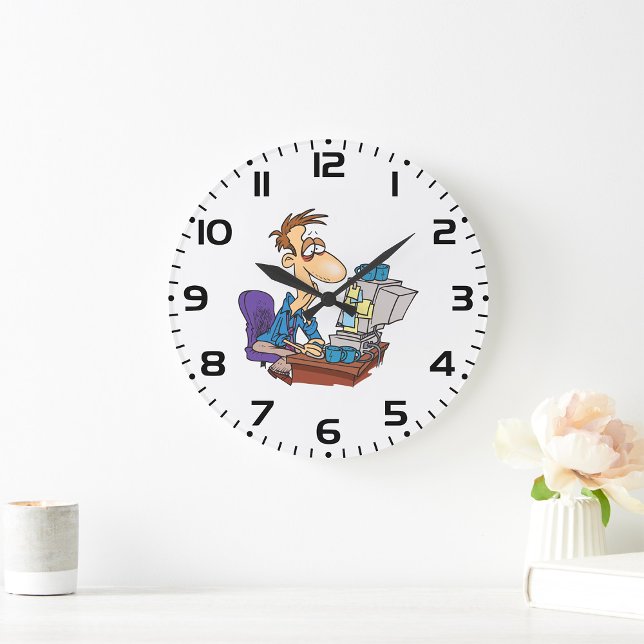 Grande Horloge Ronde Travailleur de bureau en surmenage Funny Employé f (Créateur téléchargé)