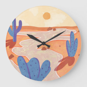 Grande Horloge Ronde Traverser le désert peint