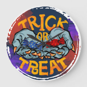 Grande Horloge Ronde Treak ou Treat Scary Halloween