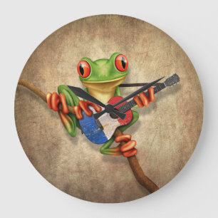 Grande Horloge Ronde Tree Frog Playing