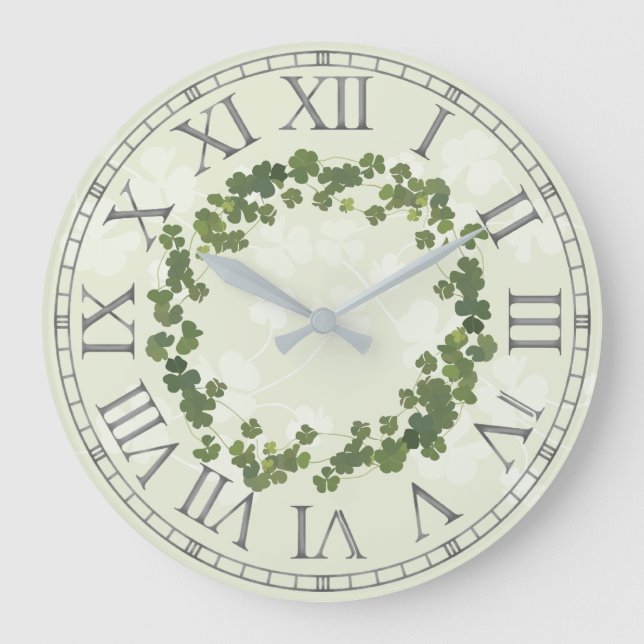 Grande Horloge Ronde Trèfle, trèfle jour de la saint patrick (Recto)