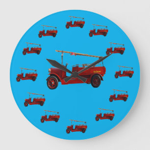 Grande Horloge Ronde Treize Camions Vintages de tir rouge,